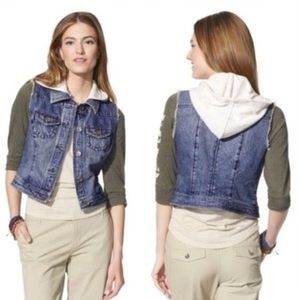Denim vest with hood Sz XL EUC